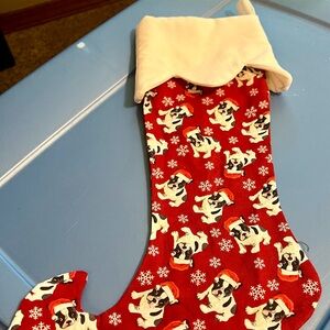 Handmade bulldog stocking.